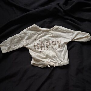 Carter's Cream Long Sleeve Shirt with Floral 'Happy' Print